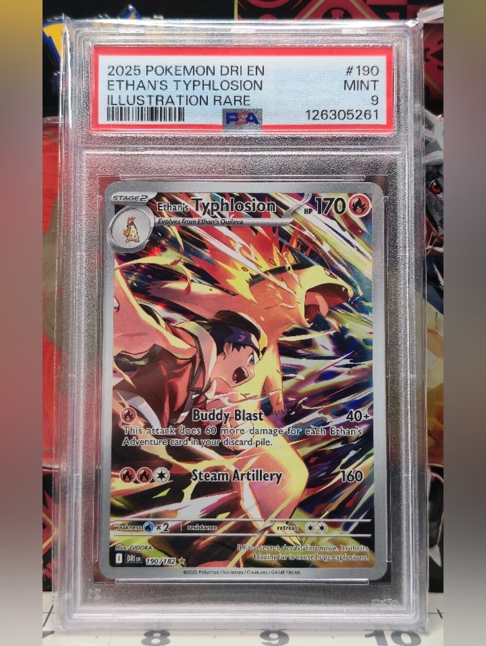 2025 POKEMON DRI EN ILLUSTRATION RARE ETHAN'S TYPHLOSION PSA 9